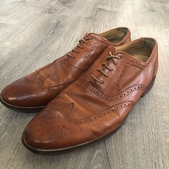 Cole Haan Cambridge Grand Oxford Brown Leather Wingtip Dress Shoes Mens Size 14M - Picture 1 of 13